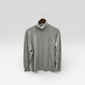 Talbots Gray Turtleneck Sweater XL Soft Knit Button Cuff Classic